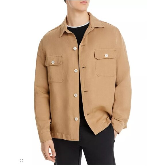 Boss Linen Blend lightweight Carper overshirt Size 46 R color Tan NWT $398 - Picture 1 of 7